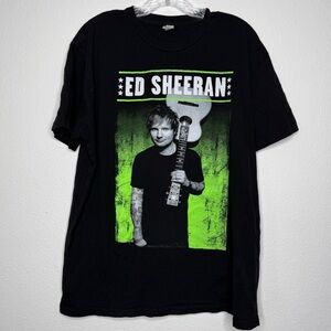 Rock Me Ed Sheeran Band T Shirt Mens Size XL 2013 Tour USA Locations Black Green